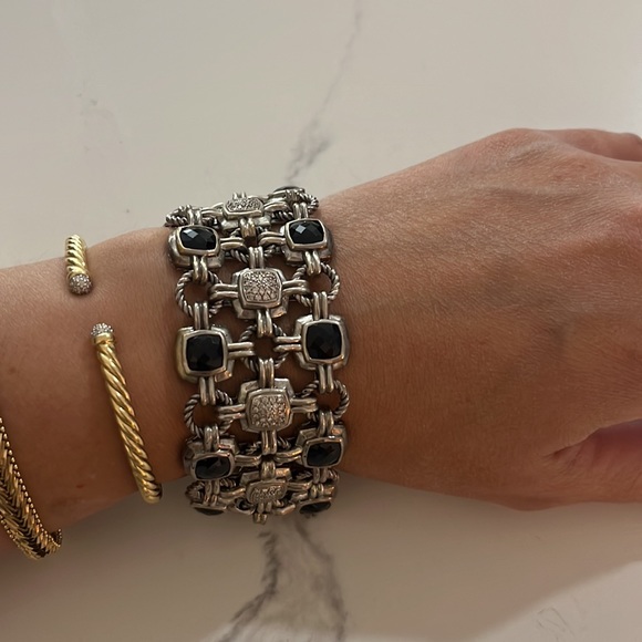 DAVID YURMAN Renaissance Triple Row Link Bracelet with Black Onyx & Diamonds - Picture 2 of 8